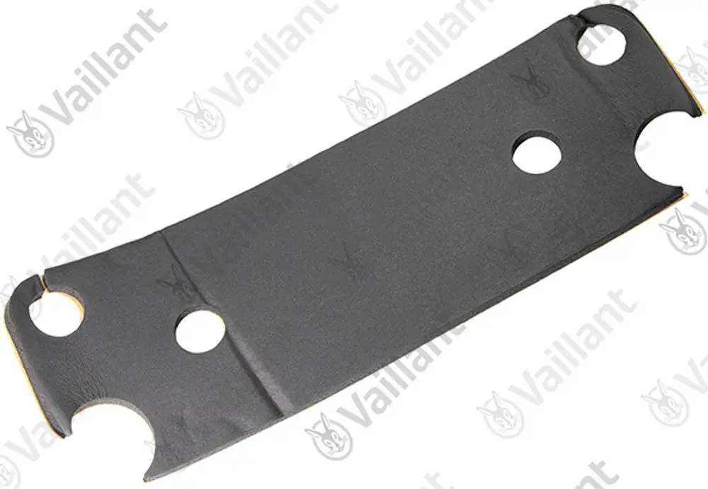 Schwarze Isolierung mit drei Löchern, hergestellt von Vaillant, zur Verwendung in Heizungsanlagen.